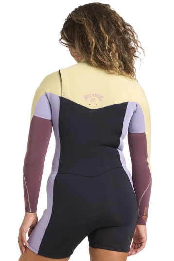 Billabong-Synergy 2/2 LS Frontzip Shorty Combinaison Femme