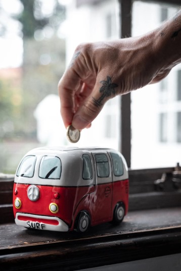 Devoted-Surf Van Piggy Bank