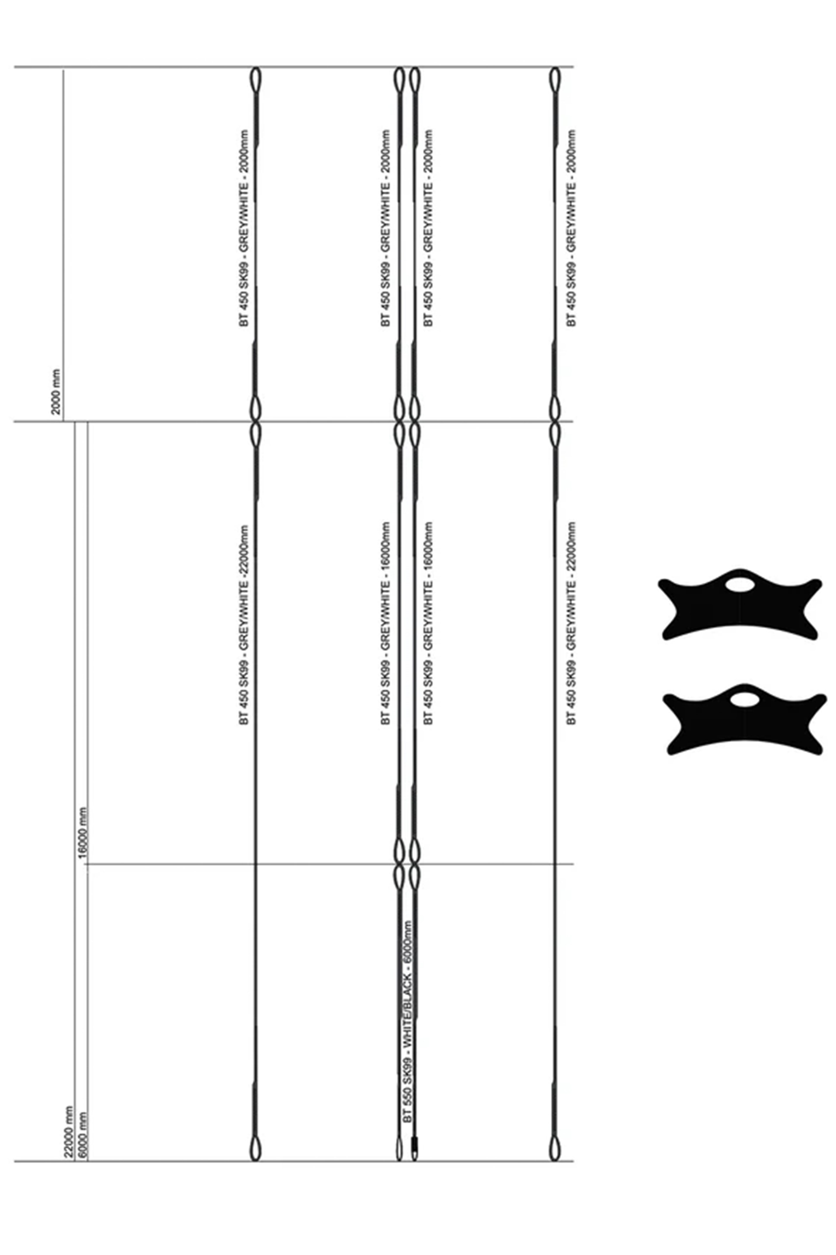 Harlem Kitesurfing-Flying Line Set Front SK99 - 22+2 - 24m